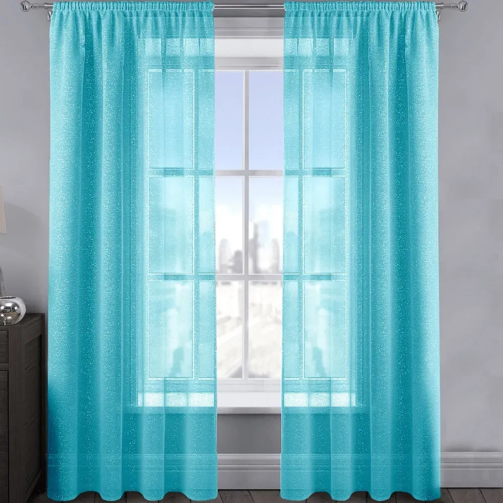 Alessandria Voile Shimmer Curtain - Teal image