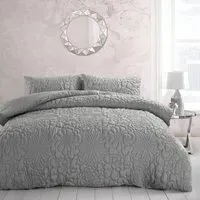 Alini King Size Quilted Duvet Set - Grey, Microfibre