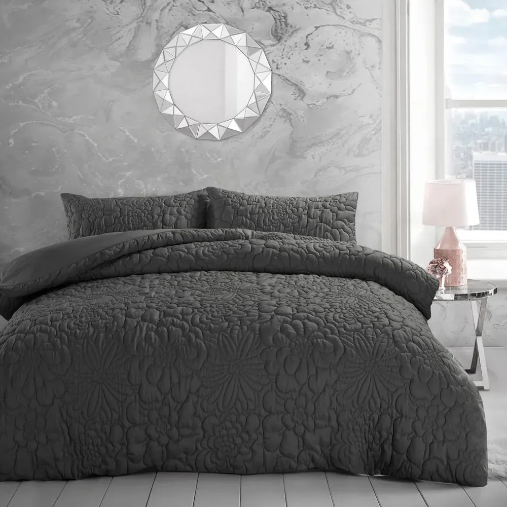 Alini Single Quilted Duvet Set - Charcoal, Microfibre image