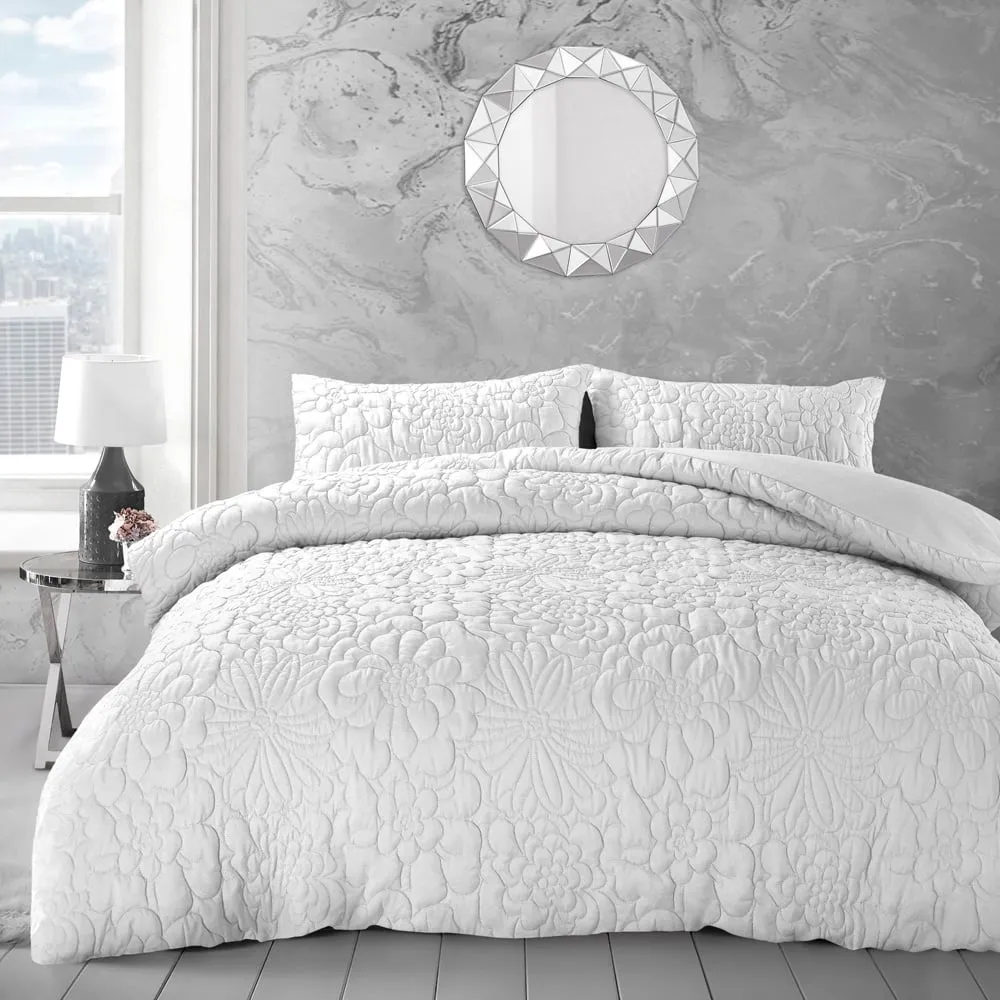 Alini Single Quilted Duvet Set - White, Microfibre