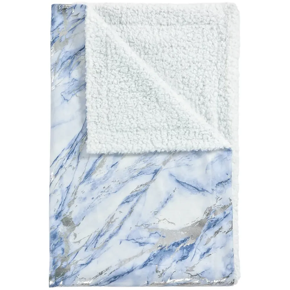 Blue Marble Sherpa Throw 150 x 200cm - Blue