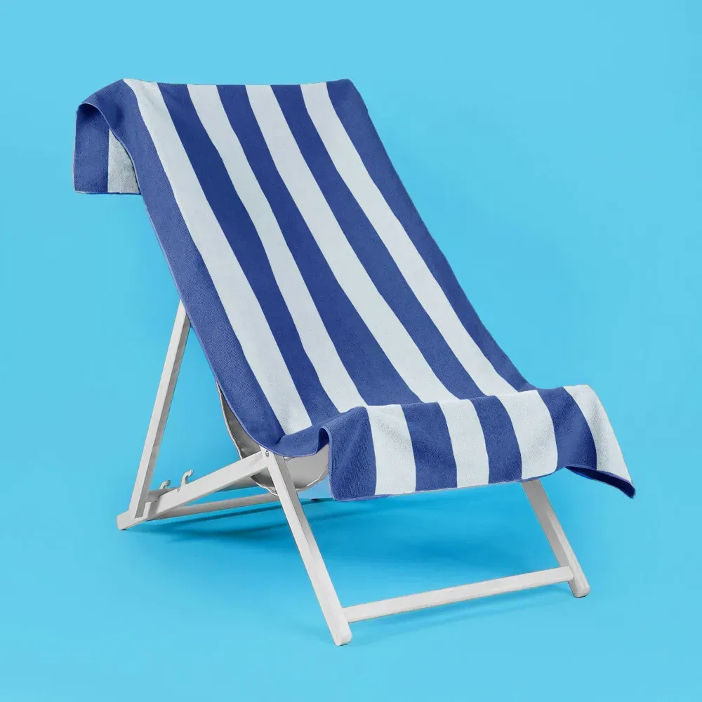 Cabana Stripe Bath Towel - Blue, Cotton