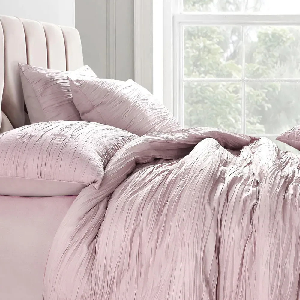 Calais Single Crinkle Duvet Set - Pink