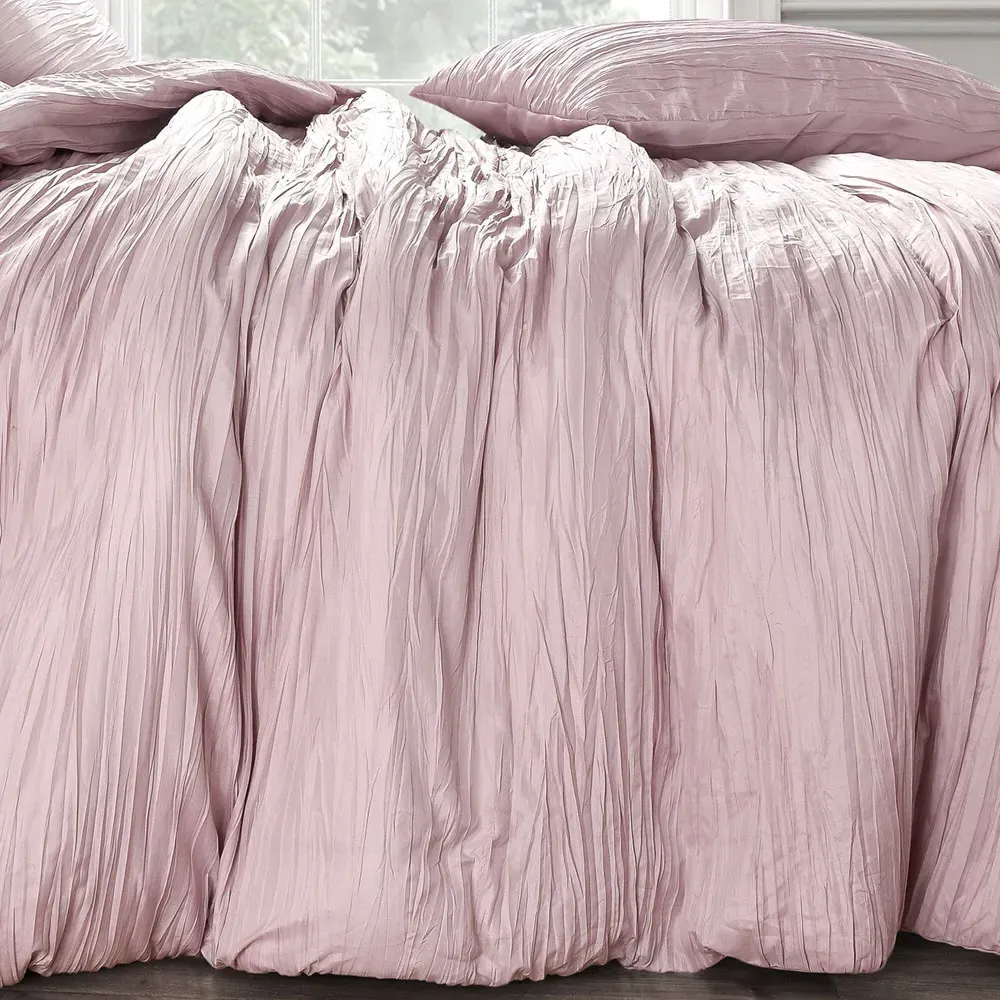 Calais Single Crinkle Duvet Set - Pink