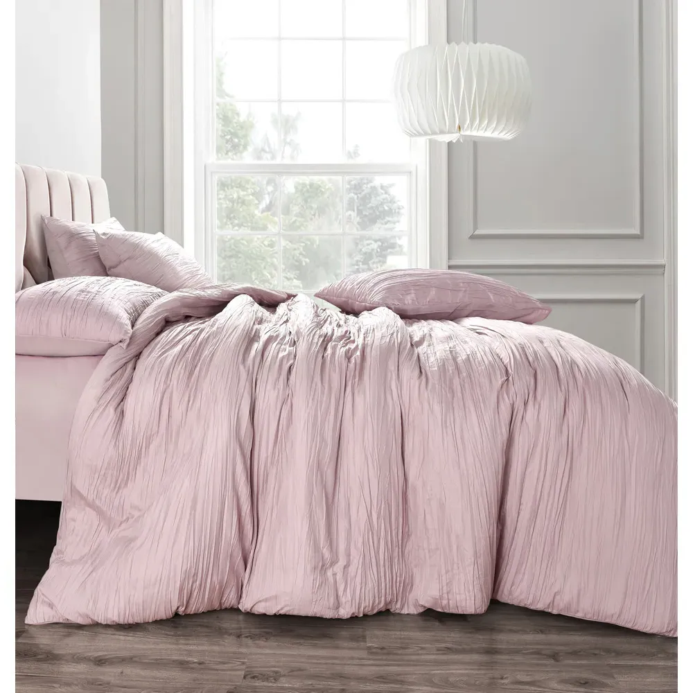 Calais Single Crinkle Duvet Set - Pink