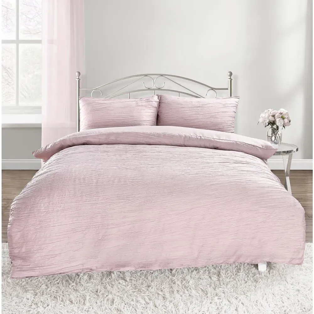 Calais Single Crinkle Duvet Set - Pink