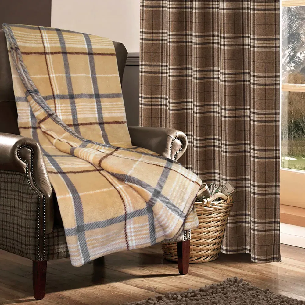 Check Throw - Natural, Flannel