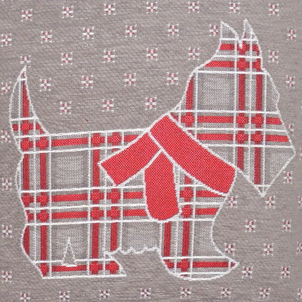 Chenille Scottie Dog Filled Cushion 2 Pack - Grey