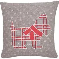 Chenille Scottie Dog Filled Cushion 2 Pack - Grey