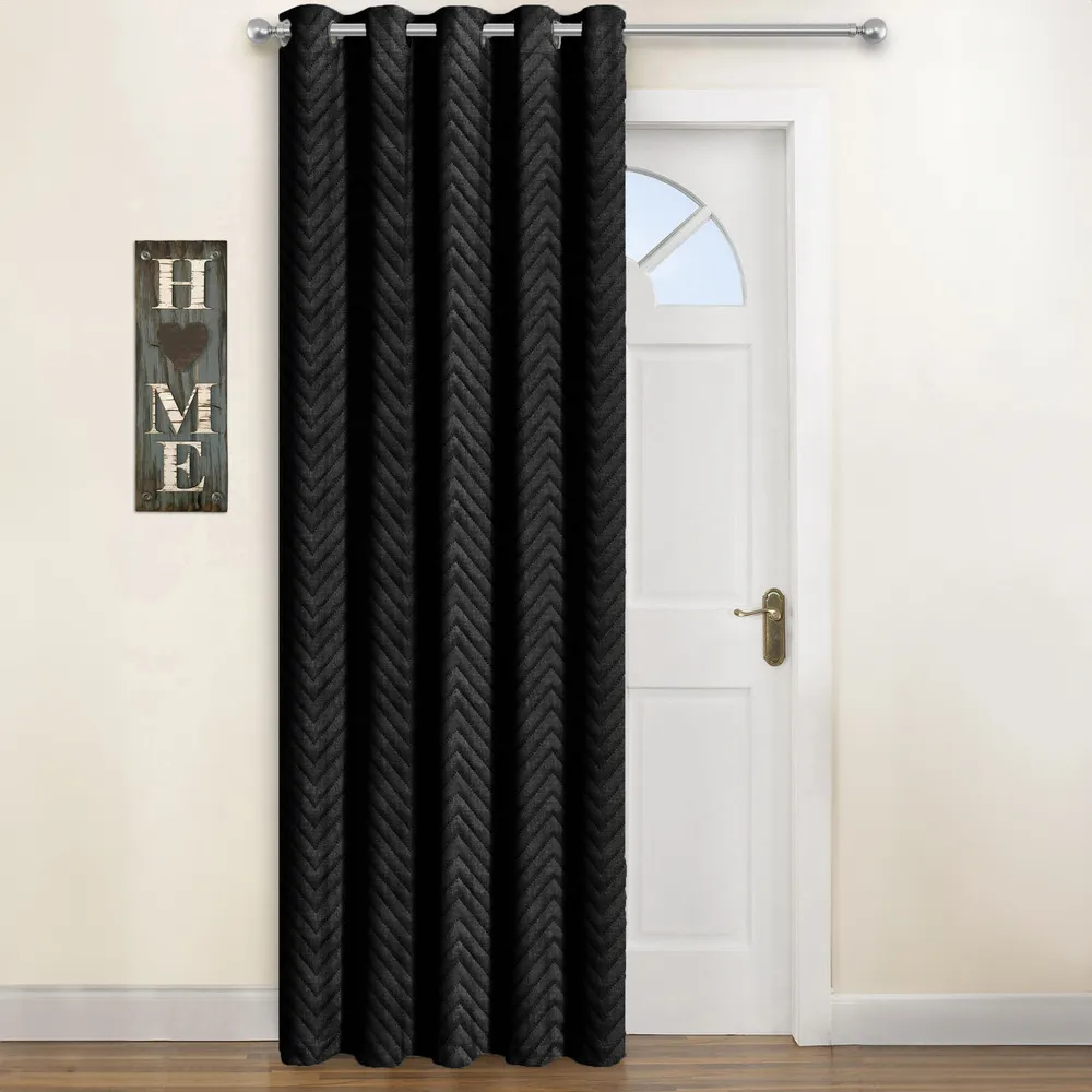 Chevron Door Curtain - Black image
