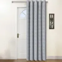 Chevron Door Curtain - Grey