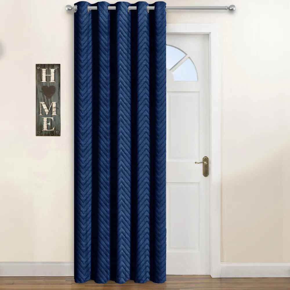 Chevron Door Curtain - Navy