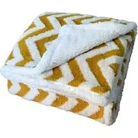 Chevron Sherpa Throw 150 x 200cm - Ochre, Polyester