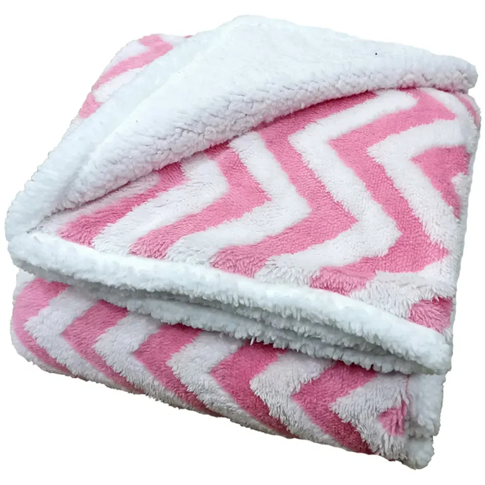 Chevron Sherpa Throw - Pink