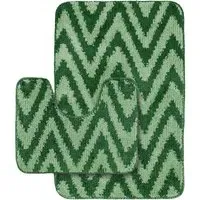 Chevron Stripe Bath Mat Set - Green, Polypropylene