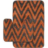 Chevron Stripe Bath Mat Set - Orange