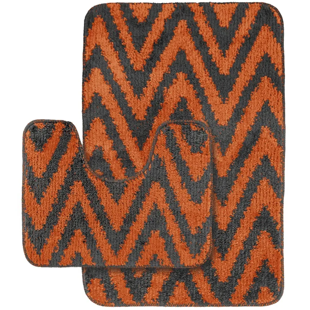 Chevron Stripe Bath Mat Set - Orange image