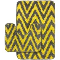 Chevron Stripe Bath Mat Set - Yellow, Polypropylene