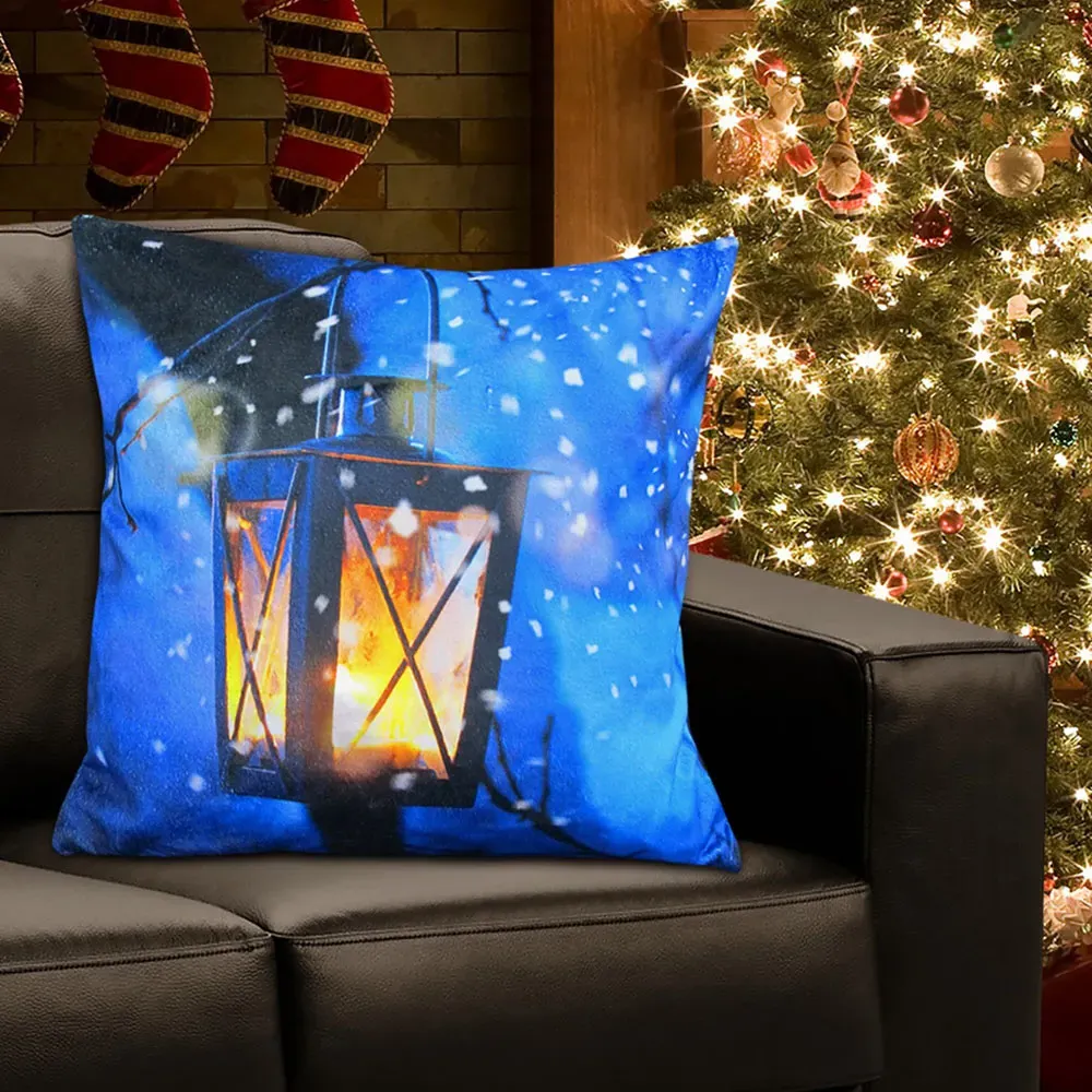 Christmas LED Light Up Lamp Filled Cushion 43x43cm 2 Pack