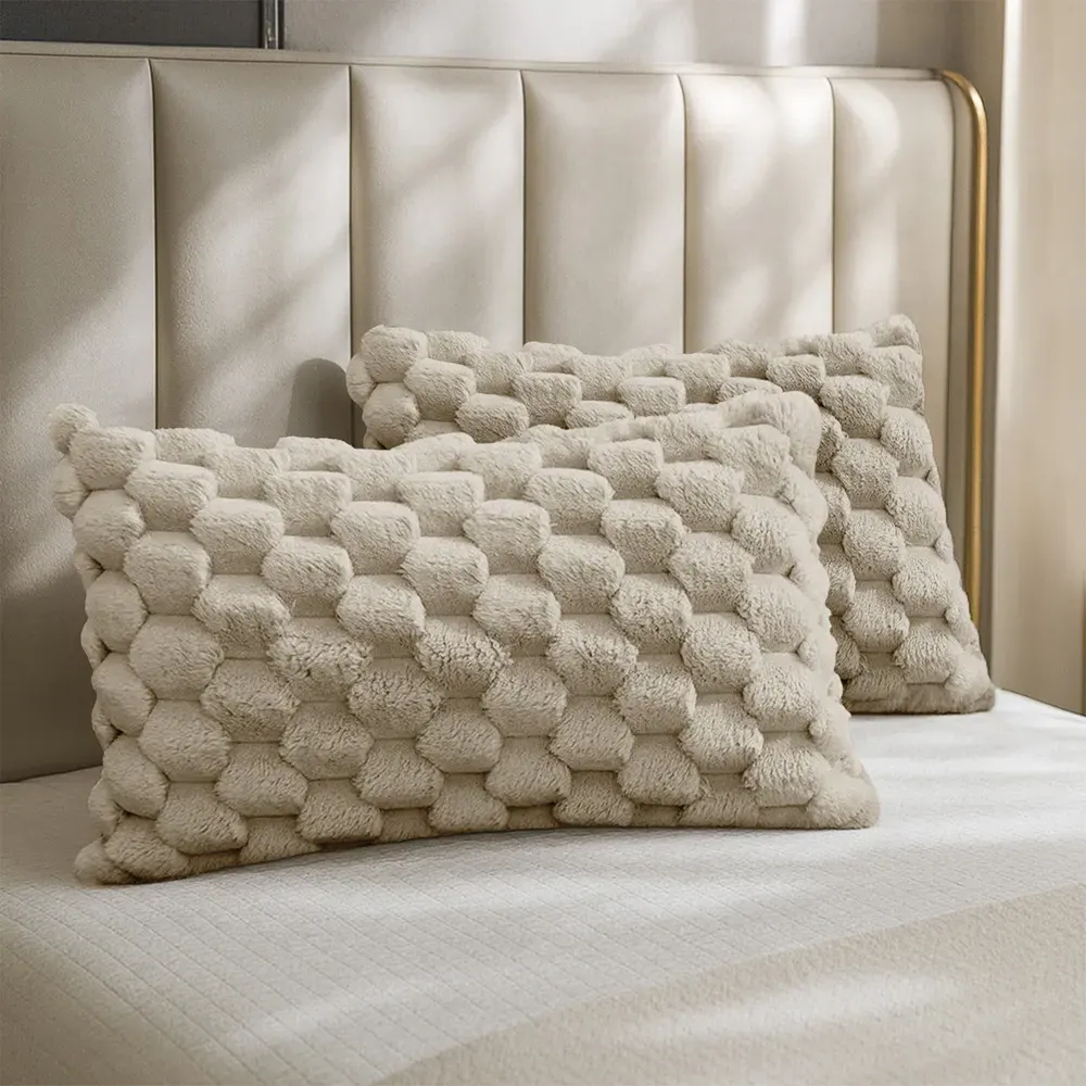 Chunky Popcorn Pillowcase 2 Pack - Beige