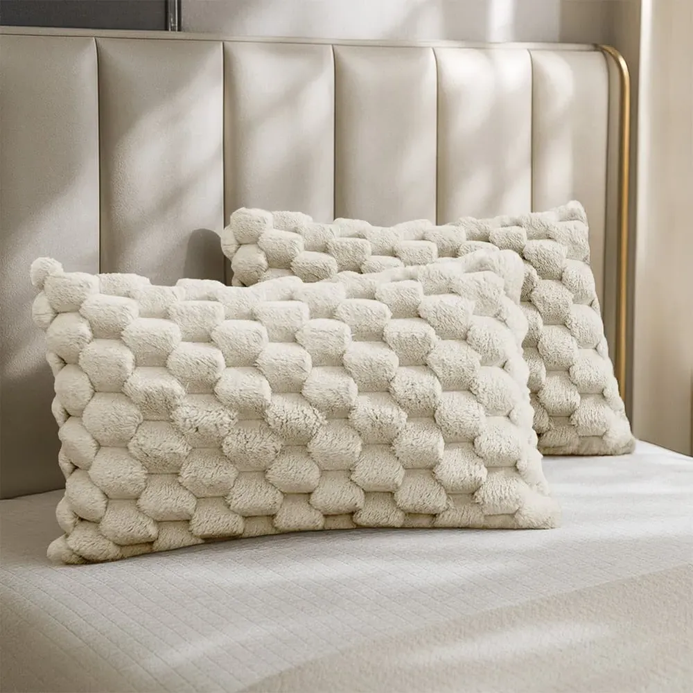 Chunky Popcorn Pillowcase 2 Pack - Cream