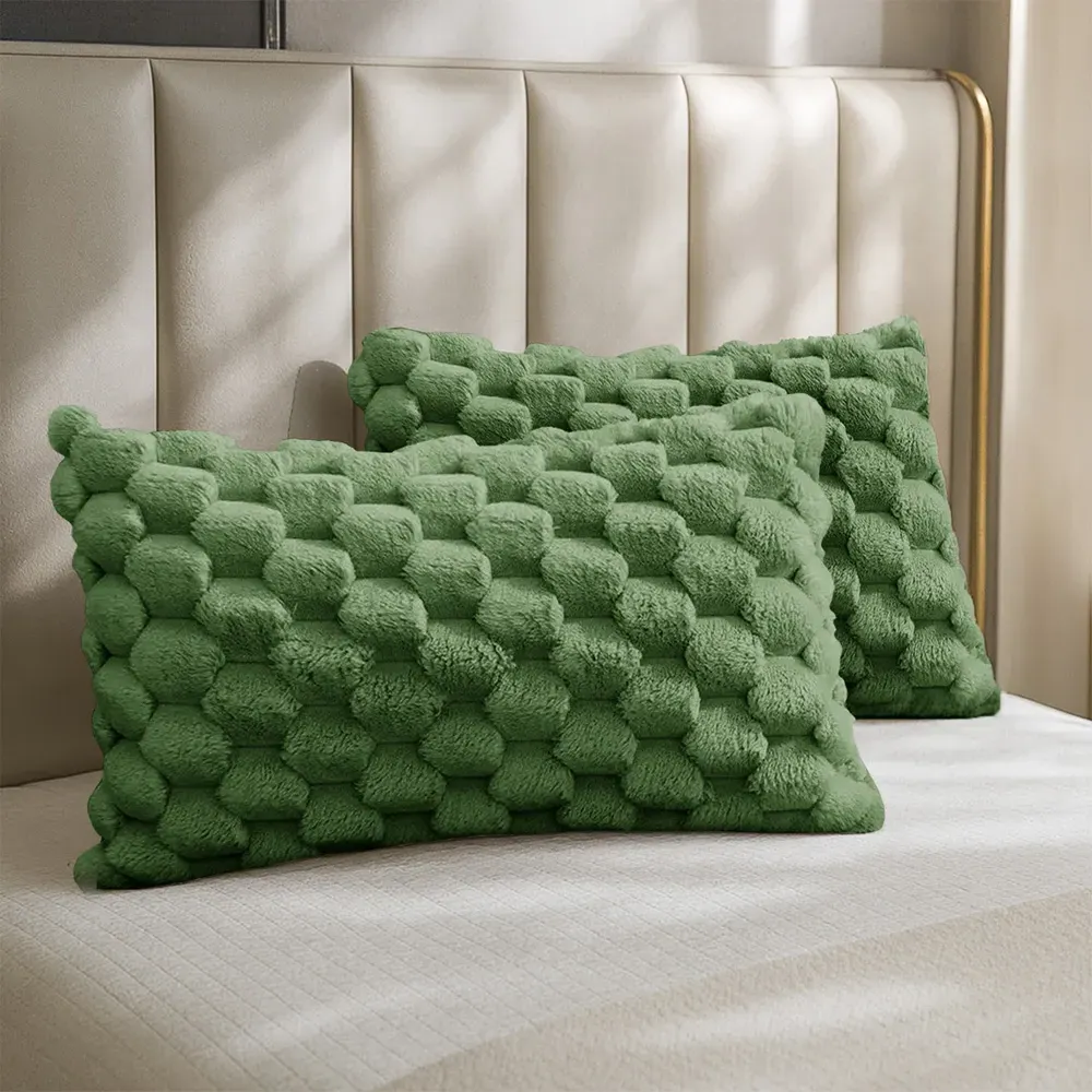 Chunky Popcorn Pillowcase 2 Pack - Olive