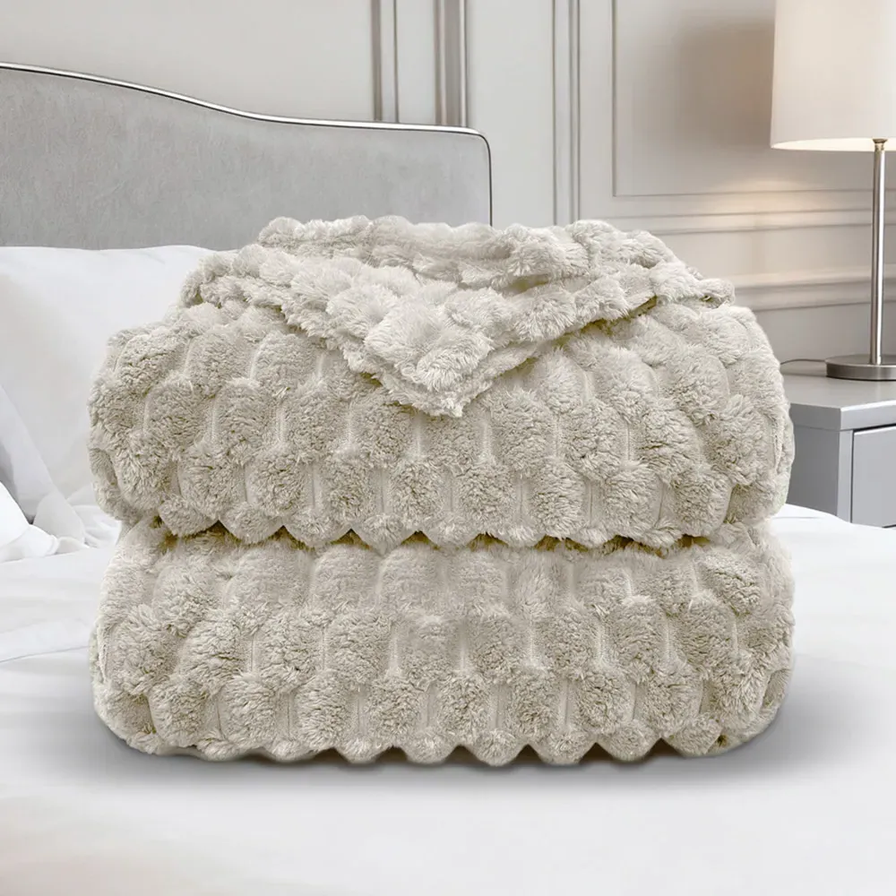 Chunky Popcorn Throw 150 x 200cm - Cream