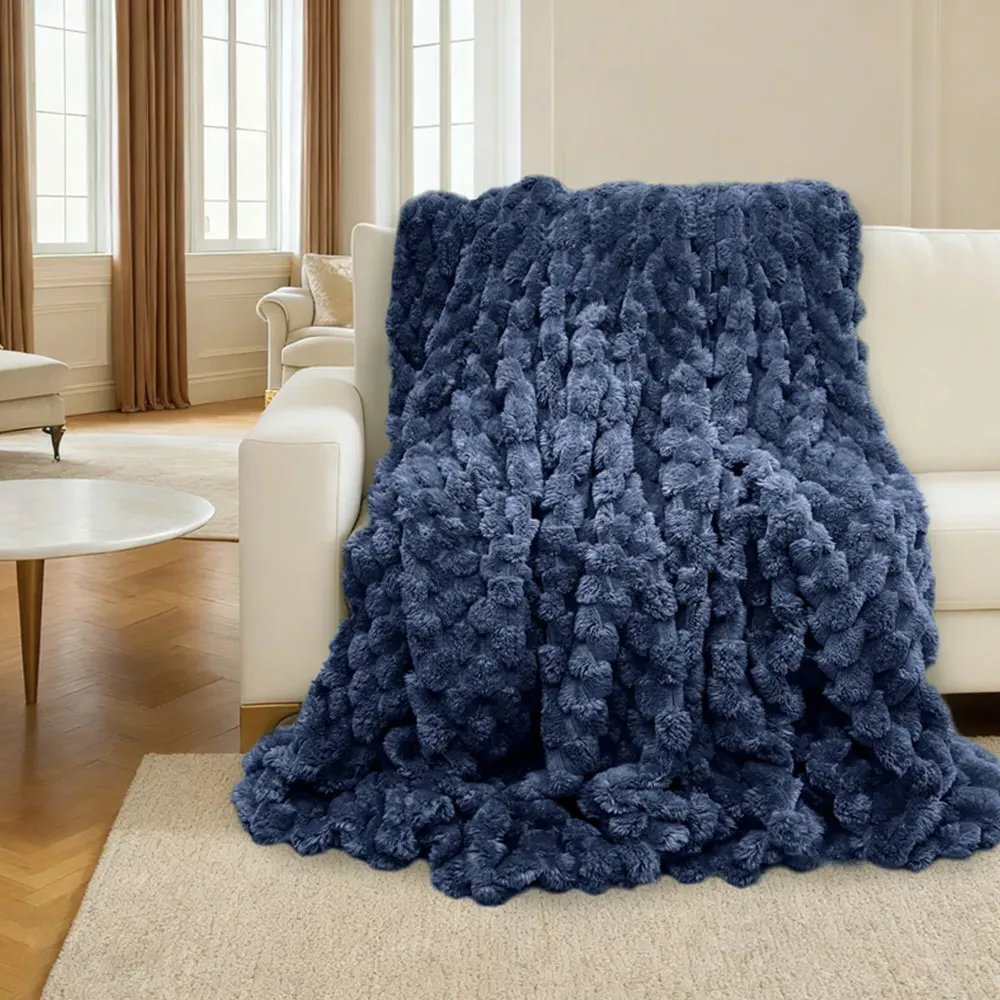 Chunky Popcorn Throw 150 x 200cm - Navy