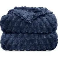 Chunky Popcorn Throw 150 x 200cm - Navy