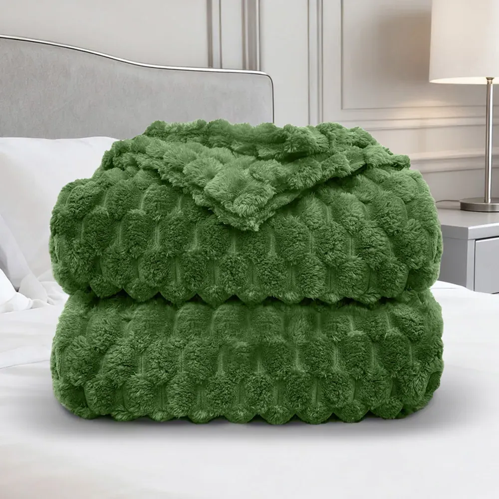 Chunky Popcorn Throw 150 x 200cm - Olive