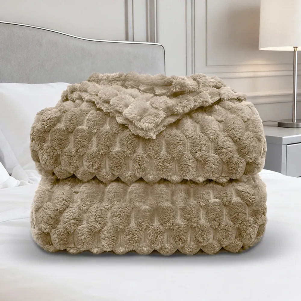 Chunky Popcorn Throw 200 x 240cm - Beige