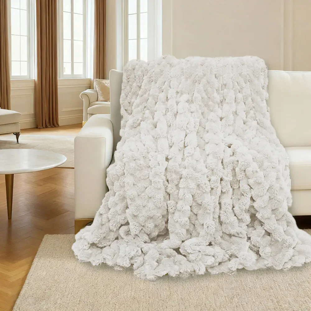 Chunky Popcorn Throw 200 x 240cm - Cream