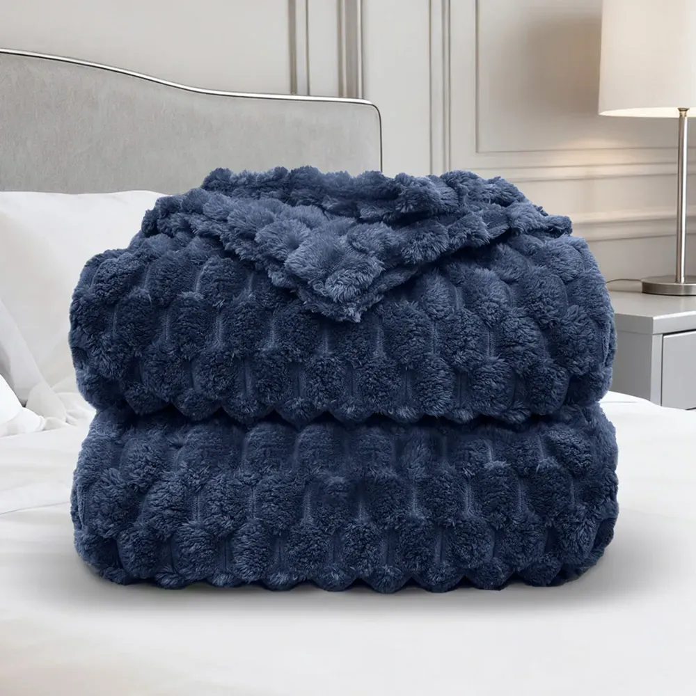Chunky Popcorn Throw 200 x 240cm - Navy