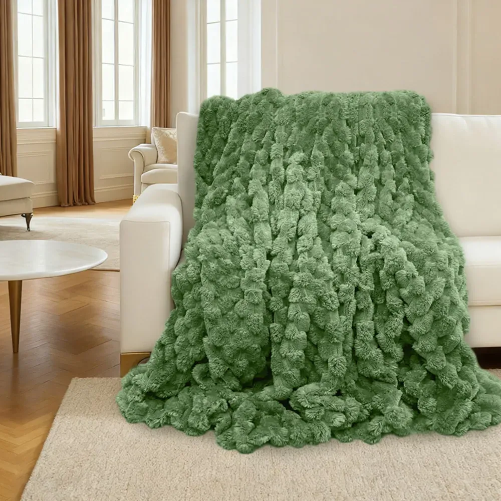 Chunky Popcorn Throw 200 x 240cm - Olive
