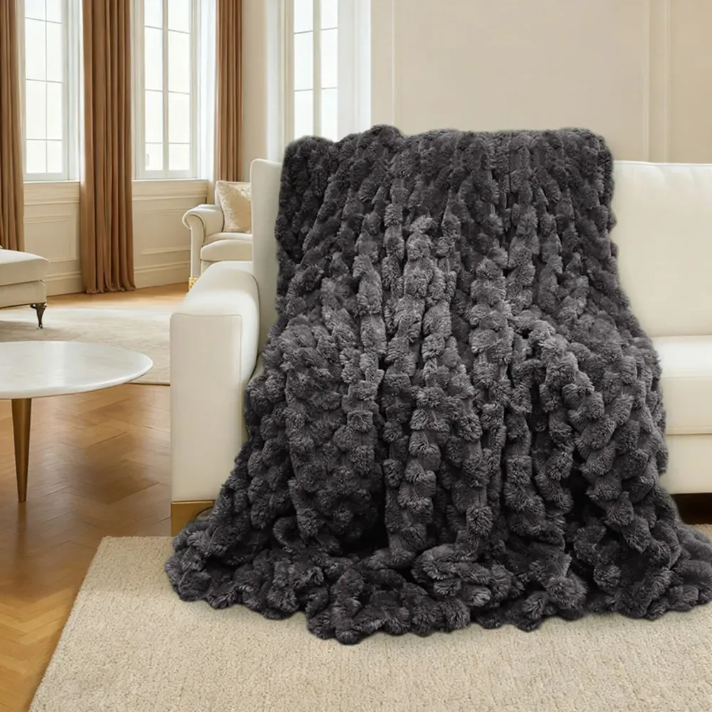 Chunky Popcorn Throw - Charcoal