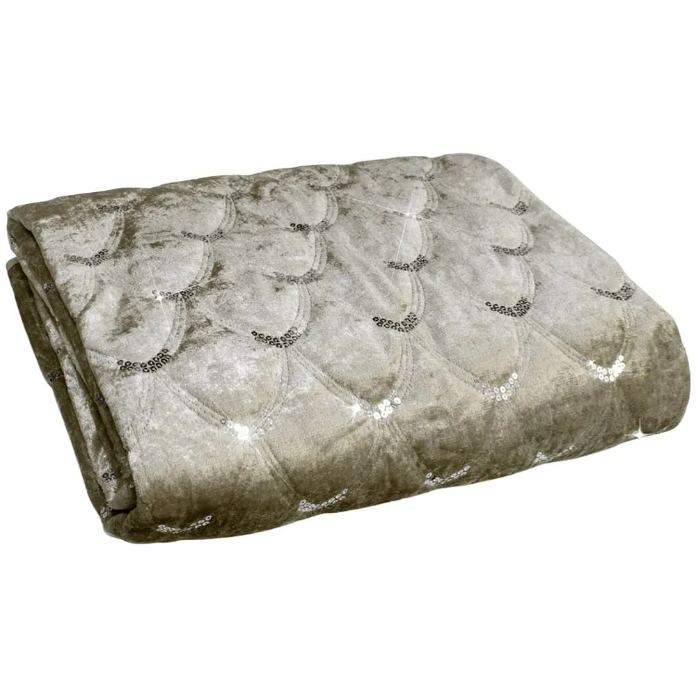 Crushed Velvet Throw - Beige image