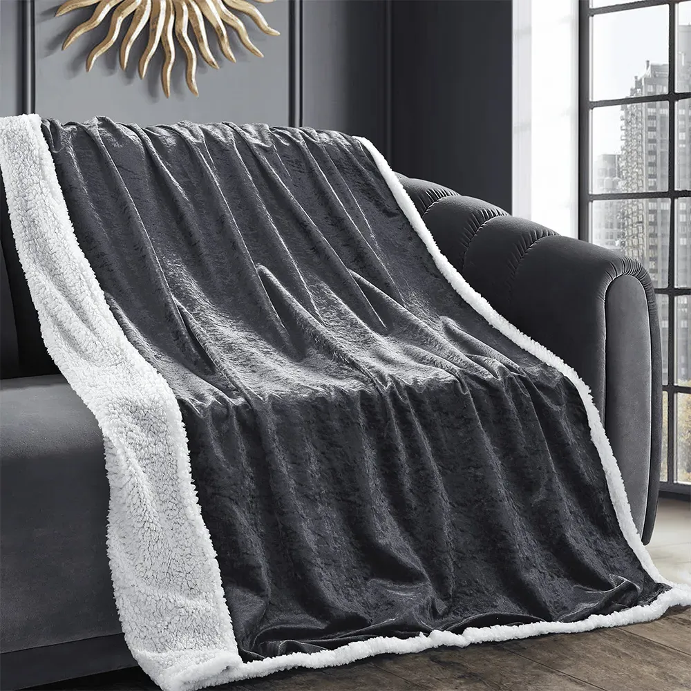 Crushed Velvet Throw - Charcoal
