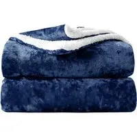 Crushed Velvet Throw - Navy