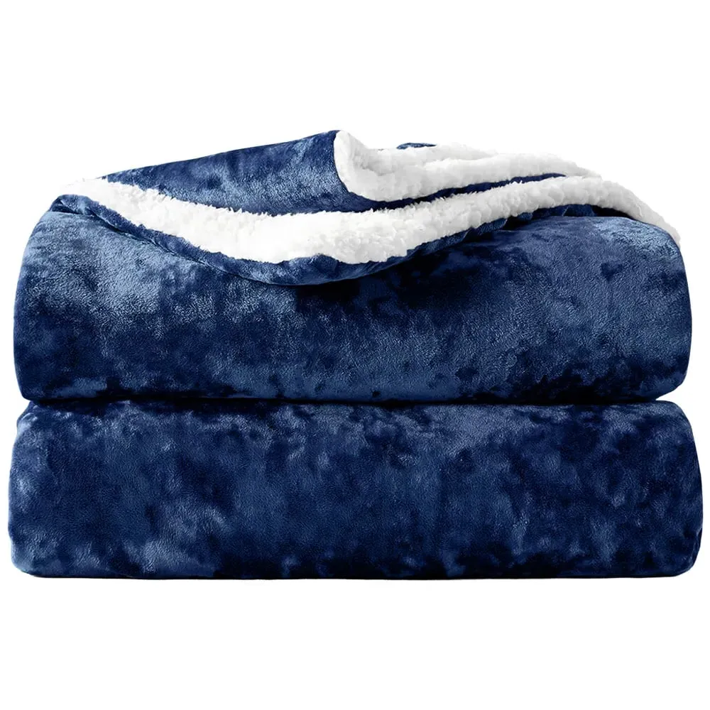 Crushed Velvet Throw - Navy