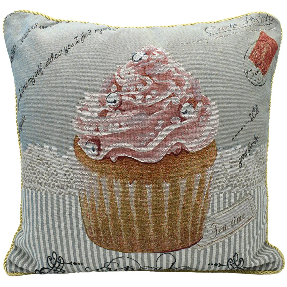Cupcake Tapestry Filled Cushion 2 Pack