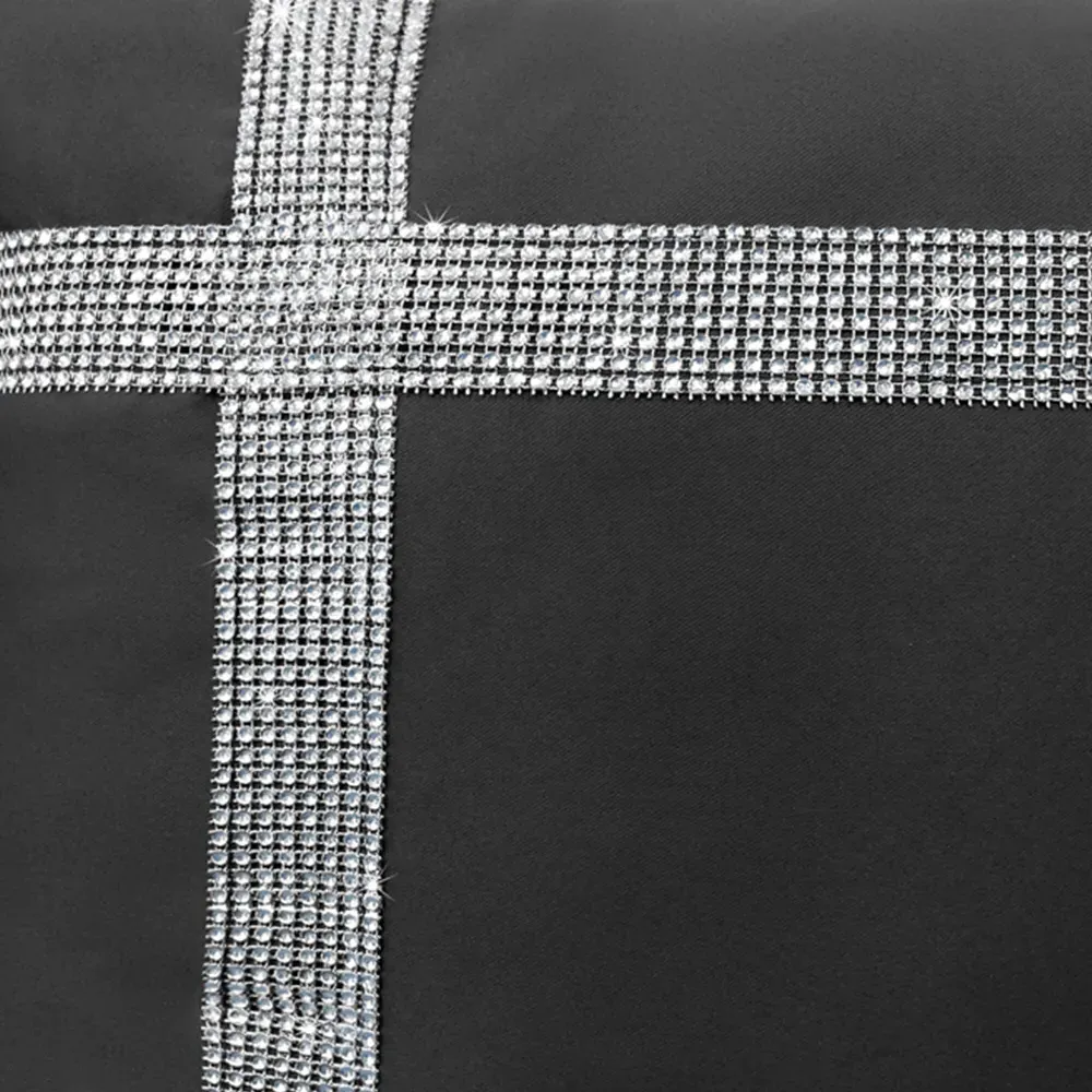 Diamante Cross Filled Cushion 2 Pack - Black, Polyester