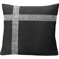 Diamante Cross Filled Cushion 2 Pack - Black, Polyester