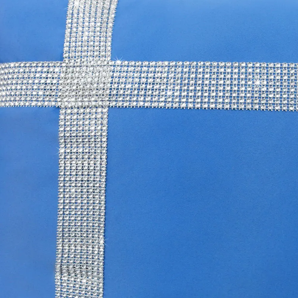 Diamante Cross Filled Cushion 2 Pack - Blue, Polyester