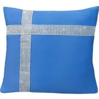 Diamante Cross Filled Cushion 2 Pack - Blue, Polyester
