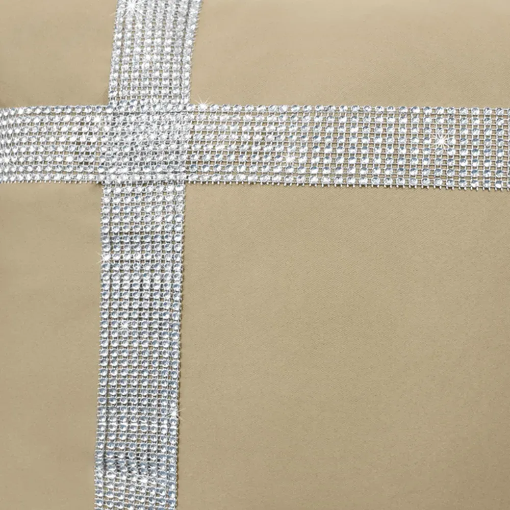 Diamante Cross Filled Cushion 2 Pack - Cream, Polyester
