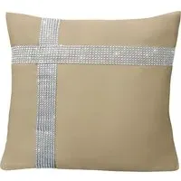 Diamante Cross Filled Cushion 2 Pack - Cream, Polyester