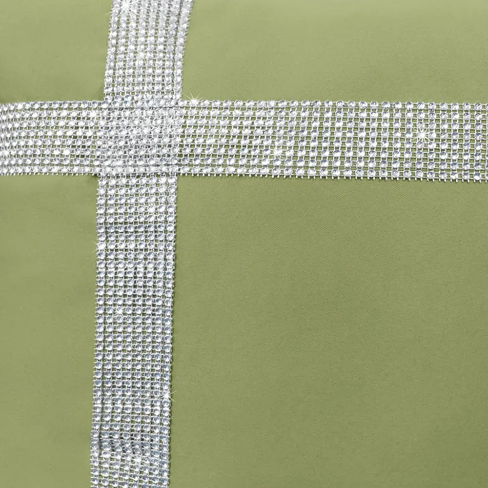 Diamante Cross Filled Cushion 2 Pack - Green, Polyester