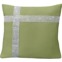 Diamante Cross Filled Cushion 2 Pack - Green, Polyester