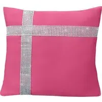 Diamante Cross Filled Cushion 2 Pack - Pink, Polyester