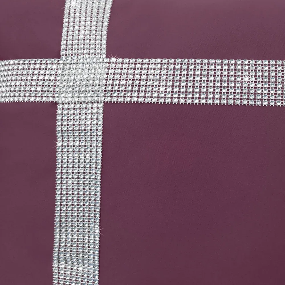 Diamante Cross Filled Cushion 2 Pack - Purple, Polyester